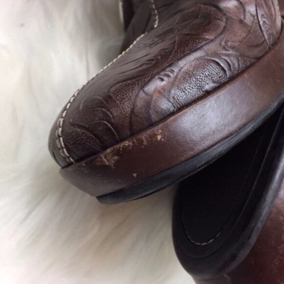 Cole Haan 8 Womens Brown Leather Embossed Western Slip-on Clogs - Picture 8 of 8